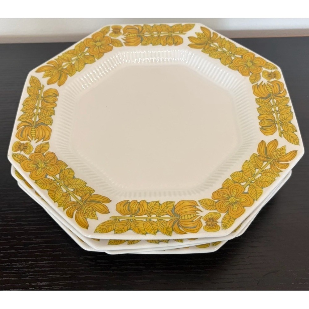 Vintage Set of 4 Yellow Bouquet Dinner Plates Independence Ironstone Japan 11" - Picture 2 of 16